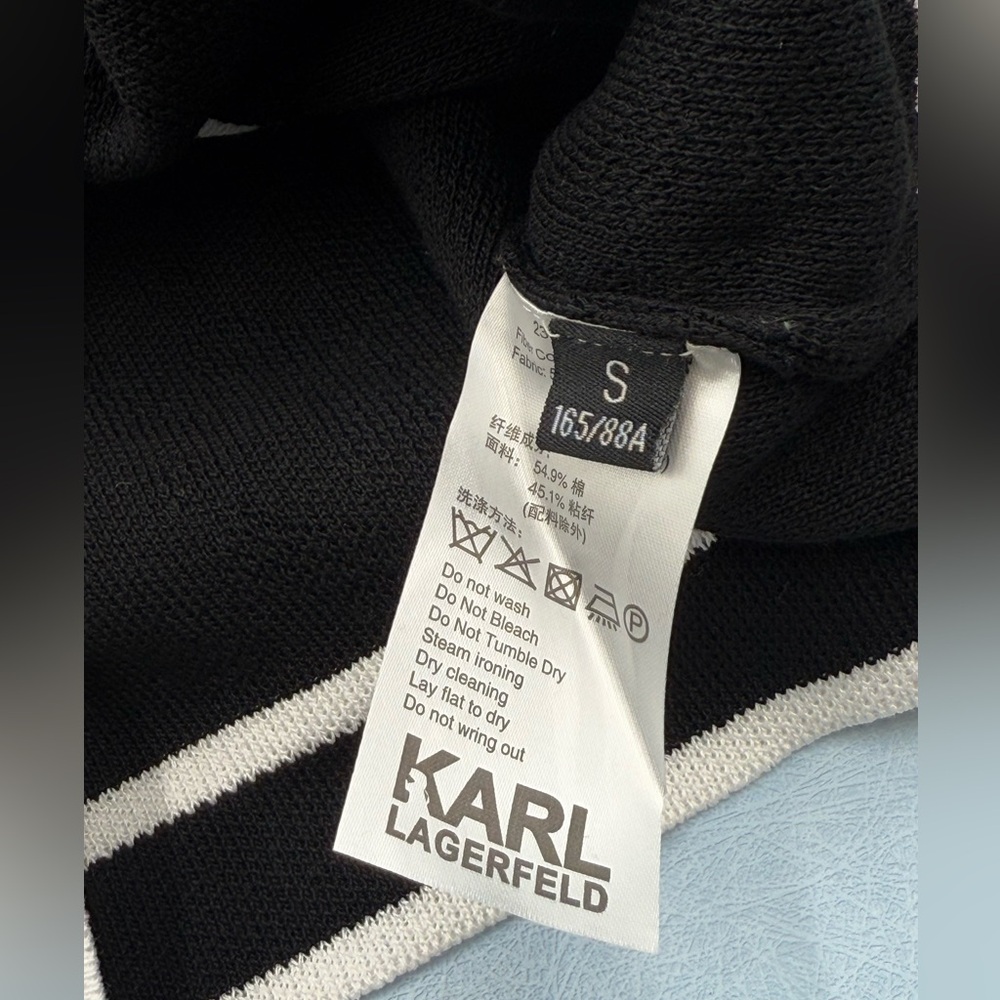 🆕 KARL LAGERFELD 🧿 NWT Classic Black Knit Cami with Logo Embroidery, Buttons - Picture 14 of 14